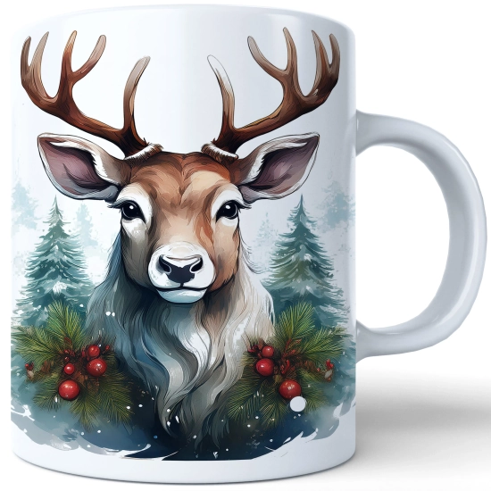 ZIMOWY KUBEK 330ml HERBATĘ KAWĘ PREZENT ŚWIĄTECZNY ŚWIĘTA RENIFER MIKOŁAJ