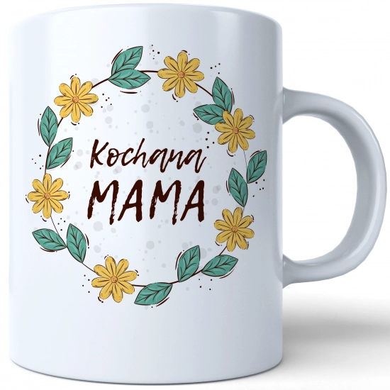 KUBEK 330ml DLA MAMY Z NADRUKIEM NA PREZENT DZIEŃ MATKI MAMA KWIATY