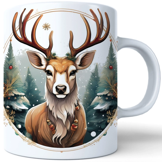 ZIMOWY KUBEK 330ml HERBATĘ KAWĘ PREZENT ŚWIĄTECZNY ŚWIĘTA RENIFER MIKOŁAJ