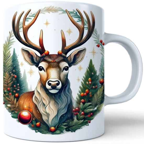 ZIMOWY KUBEK 330ml HERBATĘ KAWĘ PREZENT ŚWIĄTECZNY ŚWIĘTA RENIFER MIKOŁAJ