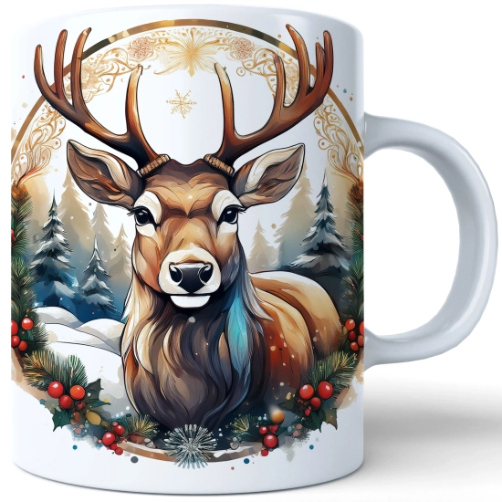 ZIMOWY KUBEK 330ml HERBATĘ KAWĘ PREZENT ŚWIĄTECZNY ŚWIĘTA RENIFER MIKOŁAJ