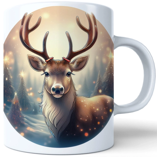 ZIMOWY KUBEK 330ml HERBATĘ KAWĘ PREZENT ŚWIĄTECZNY ŚWIĘTA RENIFER MIKOŁAJ