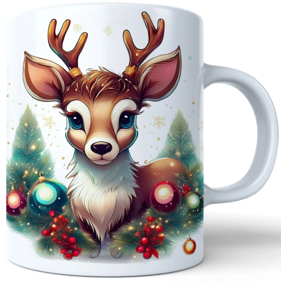 ZIMOWY KUBEK 330ml HERBATĘ KAWĘ PREZENT ŚWIĄTECZNY ŚWIĘTA RENIFER MIKOŁAJ