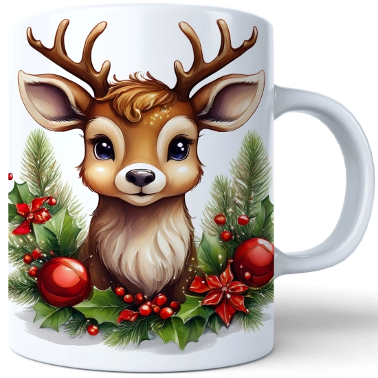 ZIMOWY KUBEK 330ml HERBATĘ KAWĘ PREZENT ŚWIĄTECZNY ŚWIĘTA RENIFER MIKOŁAJ