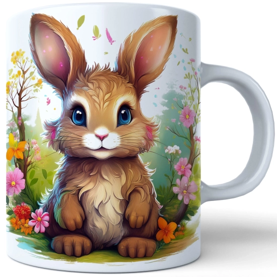 WIOSENNY WIELKANOCNY KUBEK 330ml NA PREZENT KAWĘ HERBATĘ WIOSNA KRÓLIK