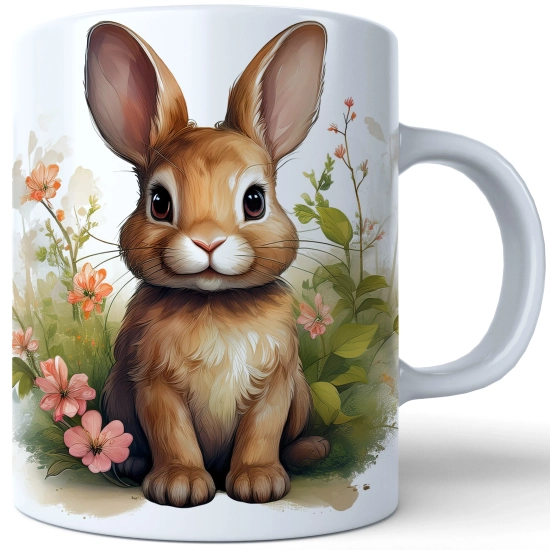 WIOSENNY WIELKANOCNY KUBEK 330ml NA PREZENT KAWĘ HERBATĘ WIOSNA KRÓLIK