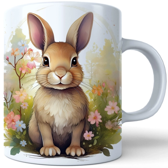WIOSENNY WIELKANOCNY KUBEK 330ml NA PREZENT KAWĘ HERBATĘ WIOSNA KRÓLIK