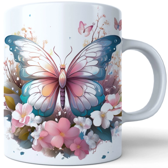 WIOSENNY WIELKANOCNY KUBEK 330ml NA PREZENT KAWĘ HERBATĘ WIOSNA MOTYL