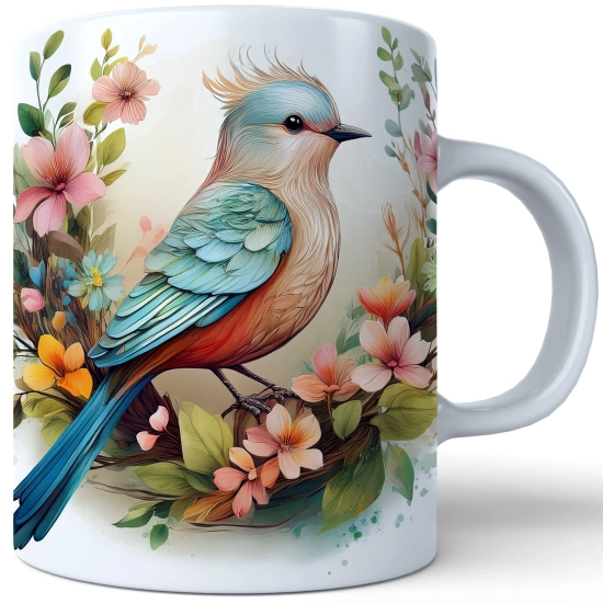 WIOSENNY WIELKANOCNY KUBEK 330ml NA PREZENT KAWĘ HERBATĘ WIOSNA PTAK