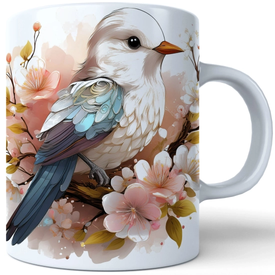 WIOSENNY WIELKANOCNY KUBEK 330ml NA PREZENT KAWĘ HERBATĘ WIOSNA PTAK