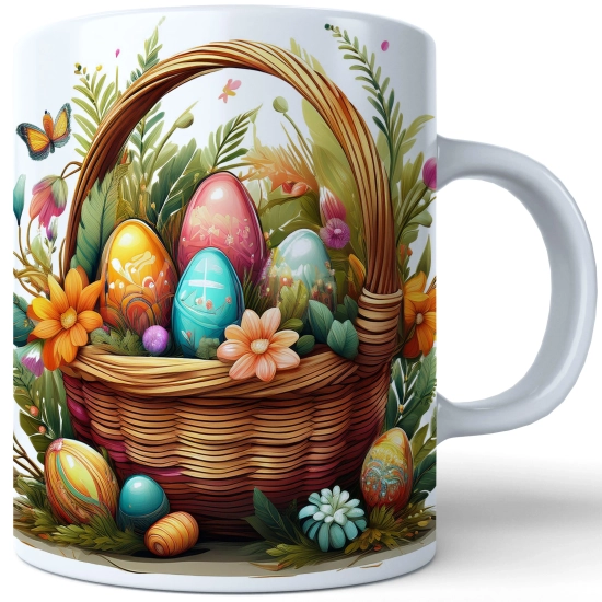 WIOSENNY WIELKANOCNY KUBEK 330ml NA PREZENT KAWĘ HERBATĘ WIOSNA KOSZYK