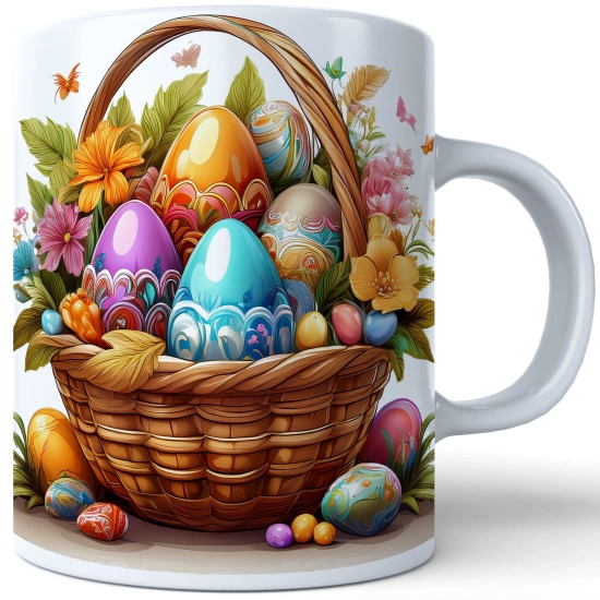 WIOSENNY WIELKANOCNY KUBEK 330ml NA PREZENT KAWĘ HERBATĘ WIOSNA KOSZYK