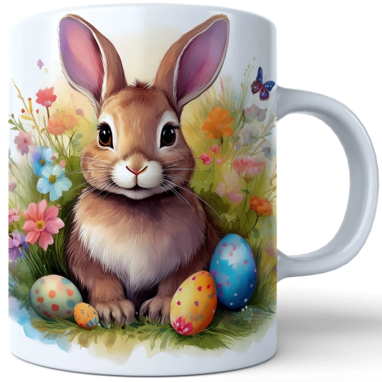 WIOSENNY WIELKANOCNY KUBEK 330ml NA PREZENT KAWĘ HERBATĘ WIOSNA KRÓLIK