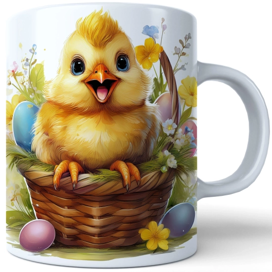 WIOSENNY WIELKANOCNY KUBEK 330ml NA PREZENT KAWĘ HERBATĘ WIOSNA KURCZAK