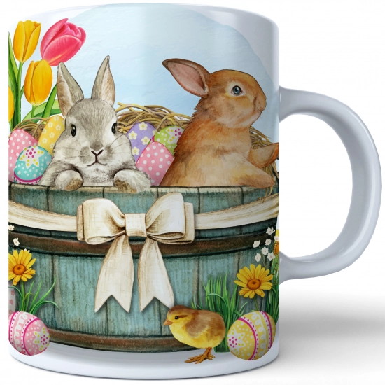 WIELKANOCNY KUBEK 330ml NA PREZENT ZAJĄC ZAJĄCZEK KRÓLIK PISANKA ŚWIĄTECZNY