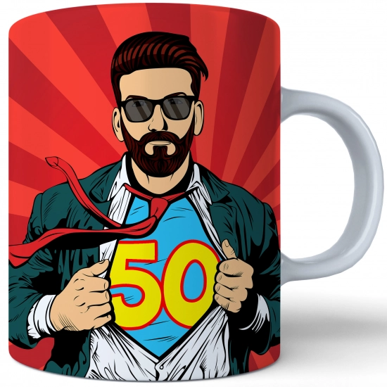 SUPER KUBEK NA PREZENT URODZINY 50 PIĘĆDZIESIĄTKĘ