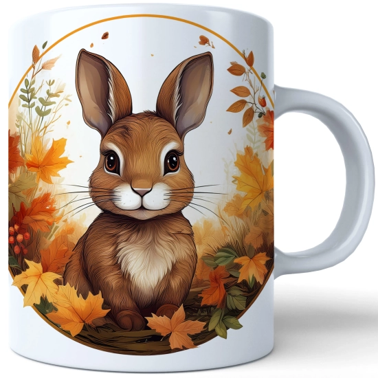 JESIENNY KUBEK 330ml NA HERBATĘ KAWĘ NA PREZENT JESIEŃ ZAJĄC KRÓLIK