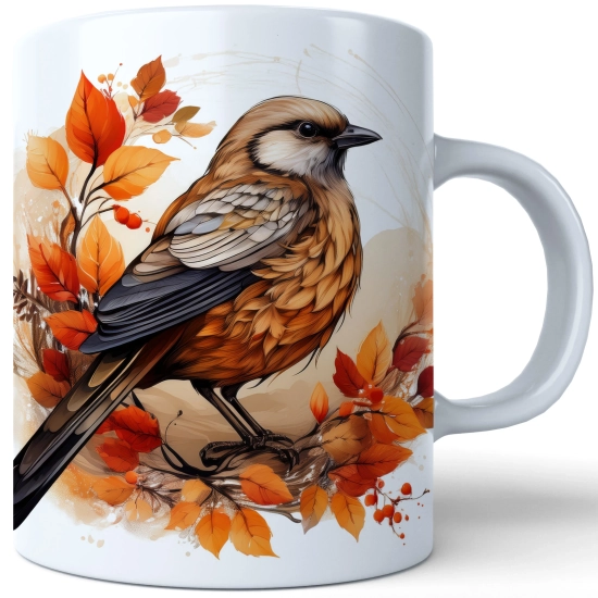 JESIENNY KUBEK 330ml NA HERBATĘ KAWĘ NA PREZENT JESIEŃ PTAK