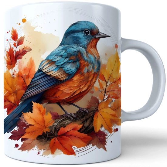 JESIENNY KUBEK 330ml NA HERBATĘ KAWĘ NA PREZENT JESIEŃ PTAK