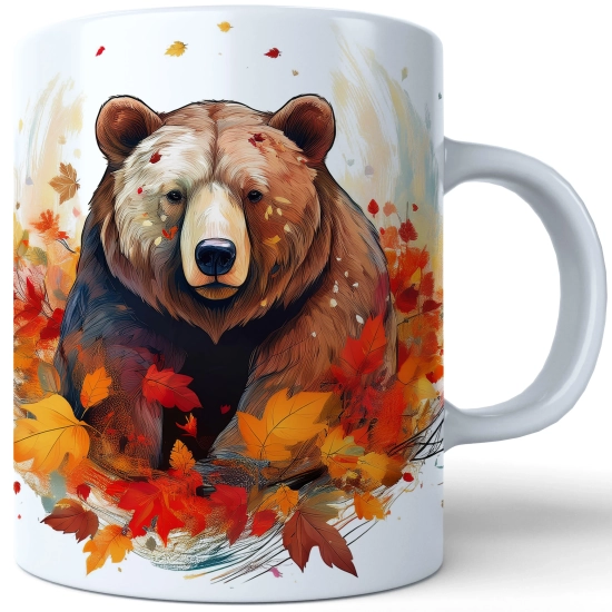 JESIENNY KUBEK 330ml NA HERBATĘ KAWĘ NA PREZENT JESIEŃ NIEDZWIEDŹ