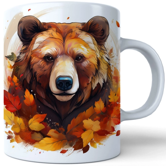 JESIENNY KUBEK 330ml NA HERBATĘ KAWĘ NA PREZENT JESIEŃ NIEDZWIEDŹ