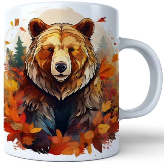 JESIENNY KUBEK 330ml NA HERBATĘ KAWĘ NA PREZENT JESIEŃ NIEDZWIEDŹ