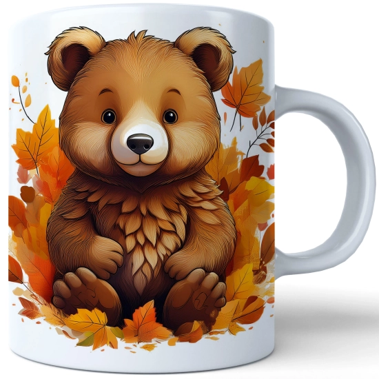 JESIENNY KUBEK 330ml NA HERBATĘ KAWĘ NA PREZENT JESIEŃ NIEDZWIEDŹ MIŚ