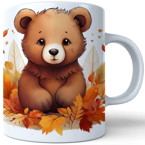 JESIENNY KUBEK 330ml NA HERBATĘ KAWĘ NA PREZENT JESIEŃ NIEDZWIEDŹ MIŚ