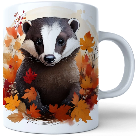 JESIENNY KUBEK 330ml NA HERBATĘ KAWĘ NA PREZENT JESIEŃ BORSUK