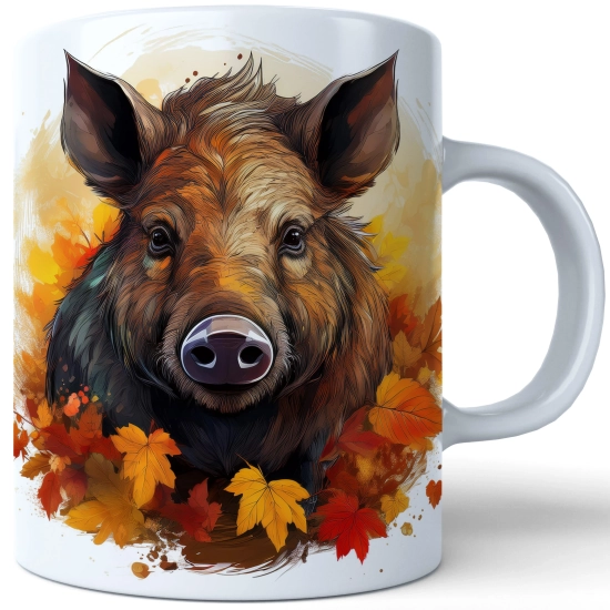 JESIENNY KUBEK 330ml NA HERBATĘ KAWĘ NA PREZENT JESIEŃ DZIK