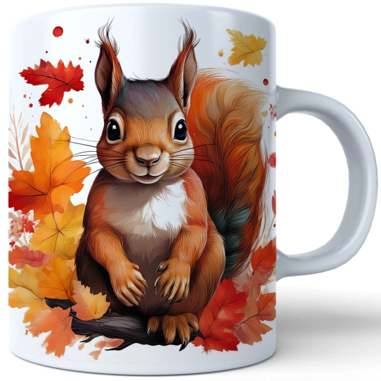 JESIENNY KUBEK 330ml NA HERBATĘ KAWĘ NA PREZENT JESIEŃ WIEWIÓRKA