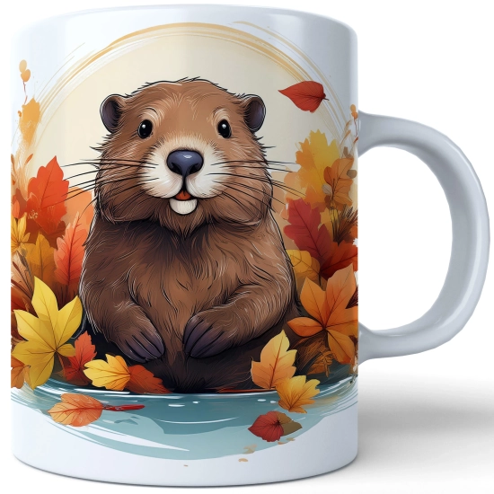 JESIENNY KUBEK 330ml NA HERBATĘ KAWĘ NA PREZENT JESIEŃ BÓBR