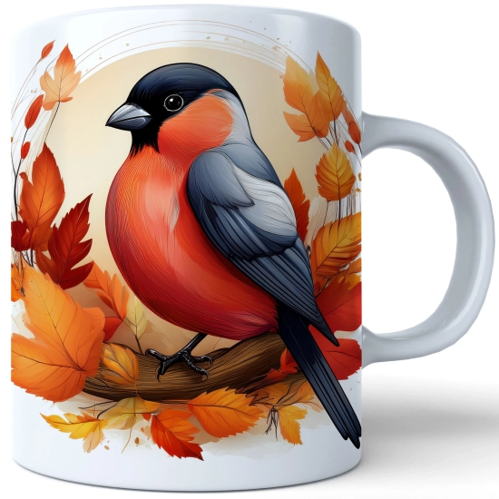 JESIENNY KUBEK 330ml NA HERBATĘ KAWĘ NA PREZENT JESIEŃ PTAK GIL