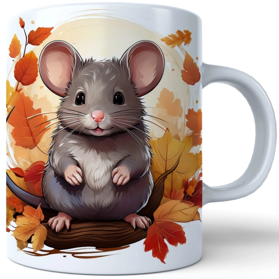 JESIENNY KUBEK 330ml NA HERBATĘ KAWĘ NA PREZENT JESIEŃ MYSZ