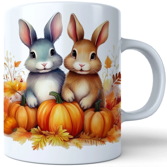 JESIENNY KUBEK 330ml NA HERBATĘ KAWĘ NA PREZENT JESIEŃ DYNIA ZAJĄCZKI