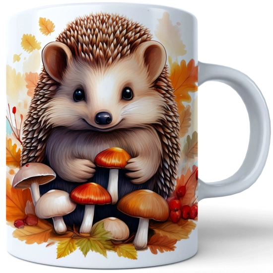 JESIENNY KUBEK 330ml NA HERBATĘ KAWĘ NA PREZENT JESIEŃ JEŻ GRZYBY