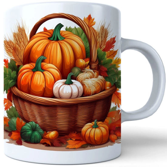 JESIENNY KUBEK 330ml NA HERBATĘ KAWĘ NA PREZENT JESIEŃ DYNIA W KOSZYKU