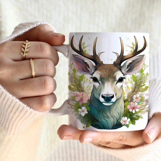 WIOSENNY WIELKANOCNY KUBEK 330ml NA PREZENT KAWĘ HERBATĘ WIOSNA JELEŃ