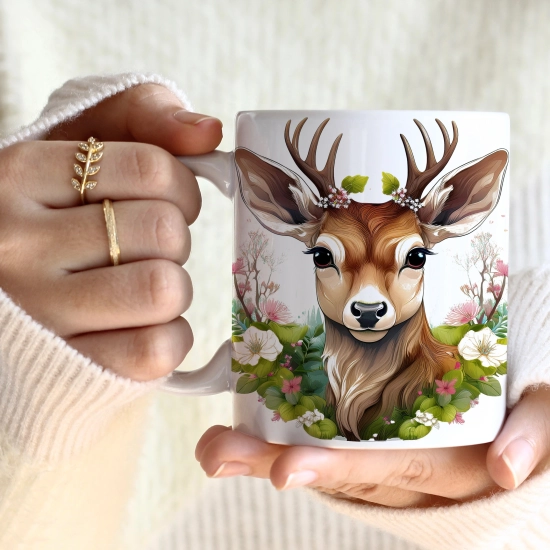 WIOSENNY WIELKANOCNY KUBEK 330ml NA PREZENT KAWĘ HERBATĘ WIOSNA JELEŃ