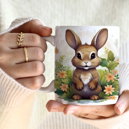 WIOSENNY WIELKANOCNY KUBEK 330ml NA PREZENT KAWĘ HERBATĘ WIOSNA KRÓLIK