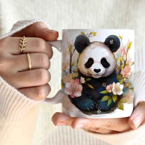WIOSENNY WIELKANOCNY KUBEK 330ml NA PREZENT KAWĘ HERBATĘ WIOSNA PANDA