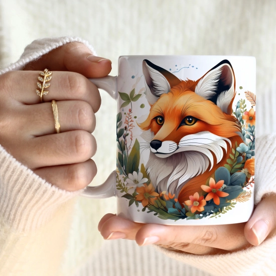 WIOSENNY WIELKANOCNY KUBEK 330ml NA PREZENT KAWĘ HERBATĘ WIOSNA LIS