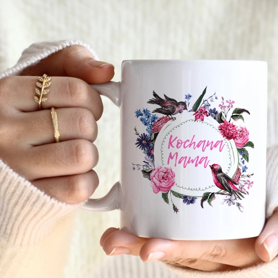 KOMPLET DLA MAMY RĘCZNIK Z HAFTEM + KUBEK 330ml NA PREZENT DZIEŃ MATKI MAMA