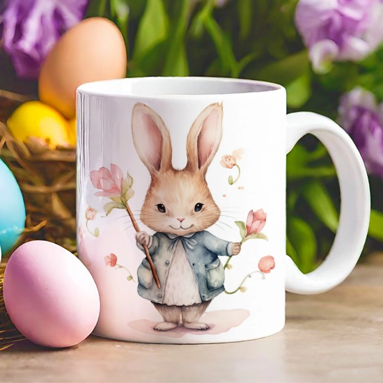 WIELKANOCNY KUBEK 330ml NA PREZENT ZAJĄC ZAJĄCZEK KRÓLIK PISANKA ŚWIĄTECZNY