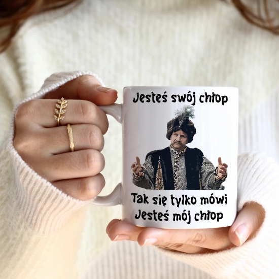 KUBEK 330ml PREZENT 1670 JESTEŚ SWÓJ CHŁOP JESTEŚ MÓJ CHŁOP JAN PAWEŁ