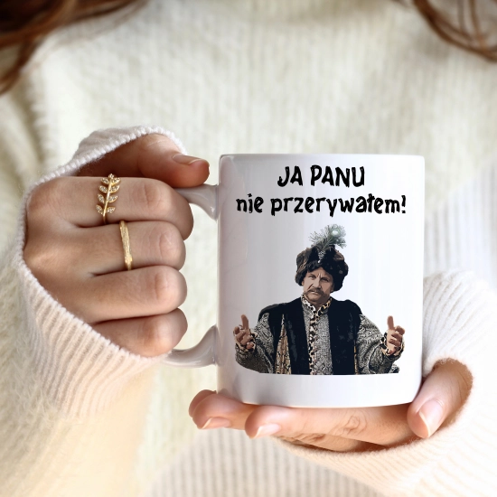 ŚMIESZNY KUBEK 330ml PREZENT 1670 JAN PAWEŁ HOP JA PANU NIE PRZERYWAŁEM