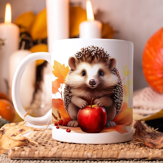 JESIENNY KUBEK 330ml NA HERBATĘ KAWĘ NA PREZENT JESIEŃ JEŻ