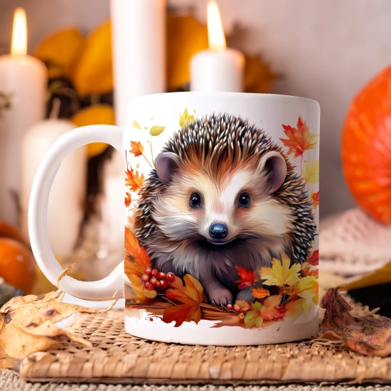 JESIENNY KUBEK 330ml NA HERBATĘ KAWĘ NA PREZENT JESIEŃ JEŻ