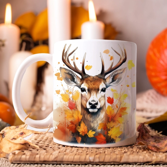 JESIENNY KUBEK 330ml NA HERBATĘ KAWĘ NA PREZENT JESIEŃ JELEŃ