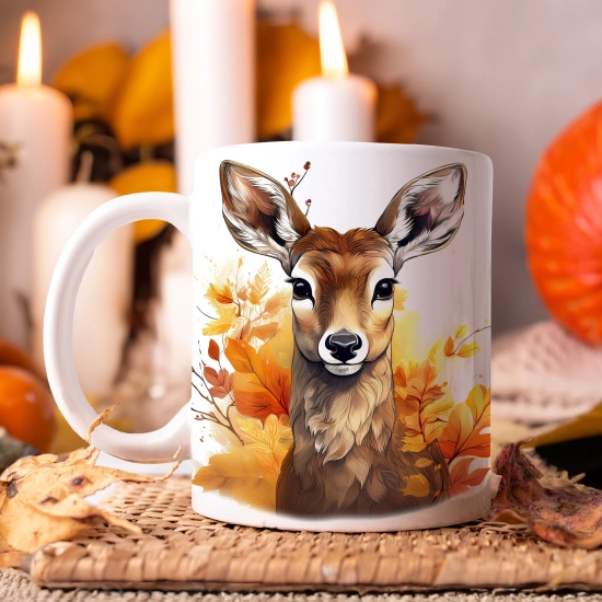 JESIENNY KUBEK 330ml NA HERBATĘ KAWĘ NA PREZENT JESIEŃ JELEŃ SARNA